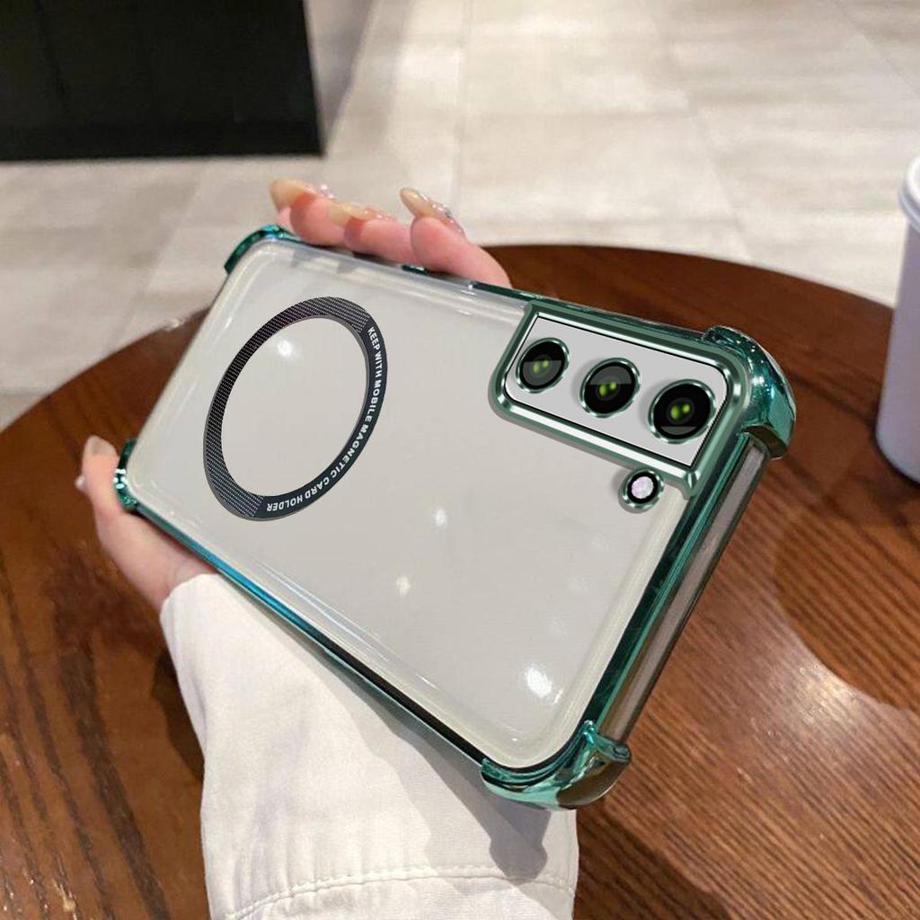 Case for Samsung Galaxy S22+,S22,S21 FE,S21,S21+ Clear Magnetic Casing Electroplated Lens Frame Phone Cover