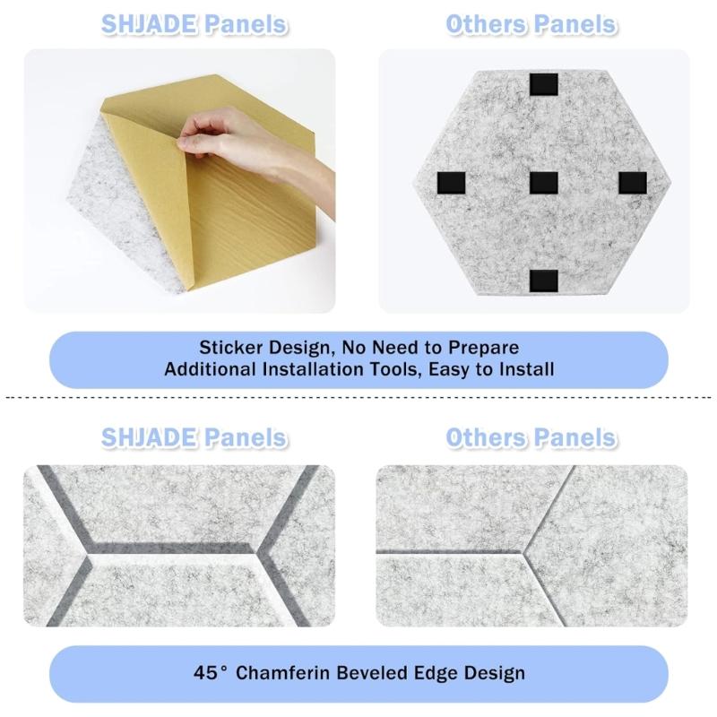 12Pieces Acoustics Foam Wall Tiles Hexagonal Foam Panel Polyester Fiber Wall Panels for Quiet Study Spaces Libraries