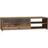 PACO TV Stand 1 Drawer 2 Niches - Old Wood and Dark Grey Concrete Decor - L 120 X D 42.1 X H 31.8 Cm