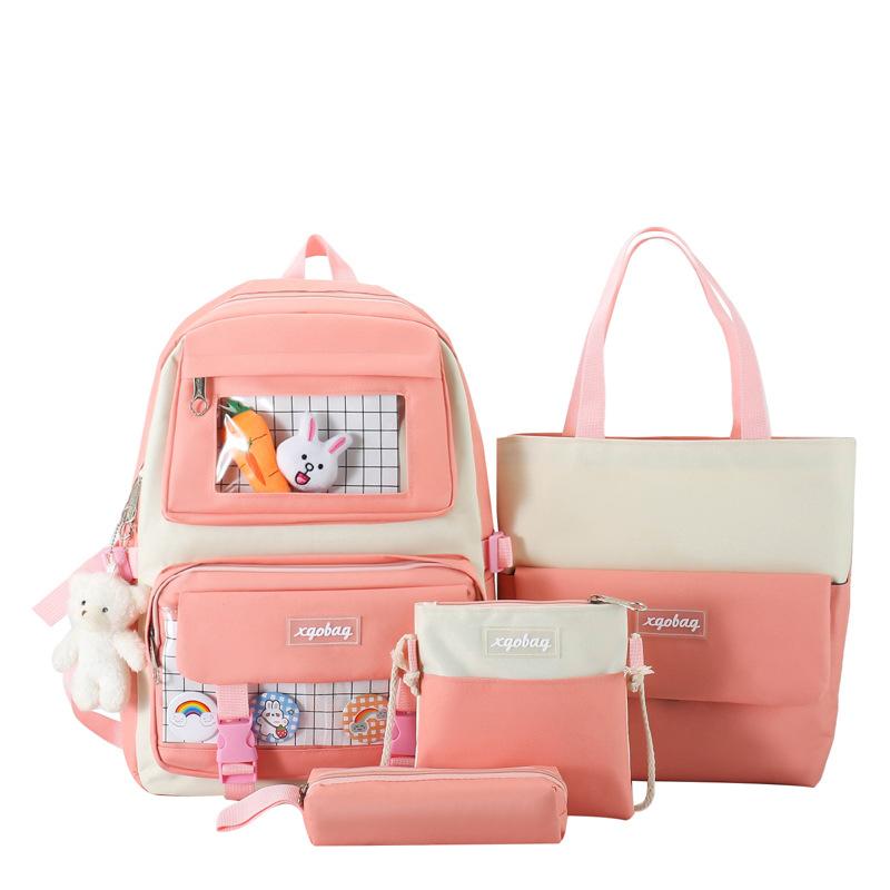 School Bag, Backpack, Four-piece Set for Junior High School Students, Backpack for Junior High School Students and Primary School Students