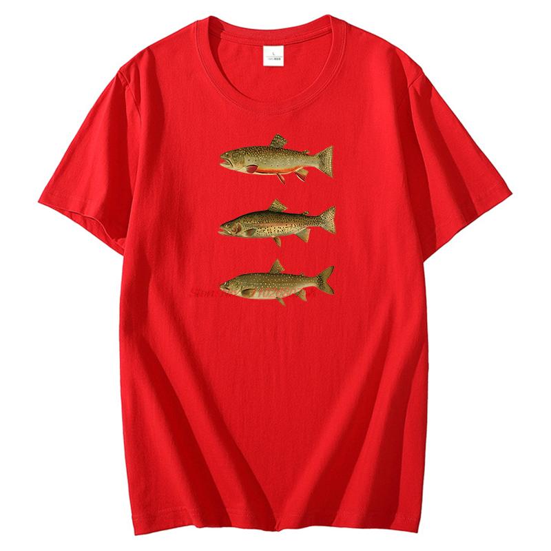 Vintage Lake Trout Rainbow Trout And Brook Trout Graphic T Shirts Cotton Short Sleeve Tshirts Unisex New Shirts And Tshirts