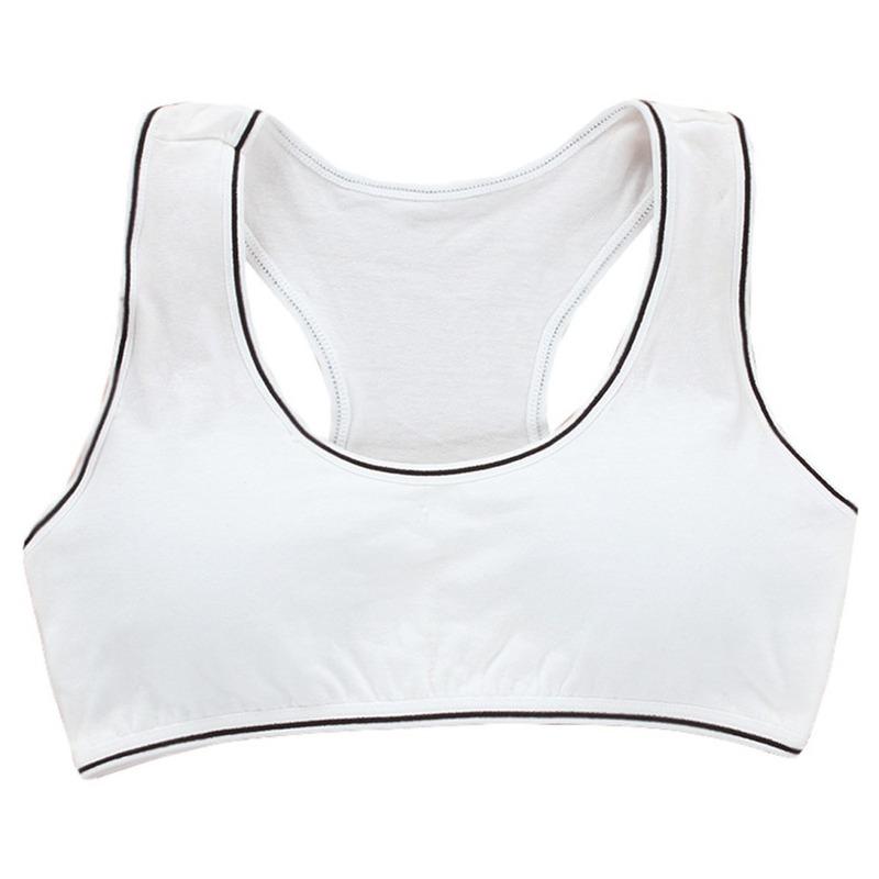 

Тренировочный бюстгальтер для девочек-подростков, детское хлопковое дышащее спортивное студенческое удобное нижнее белье One Size белый
