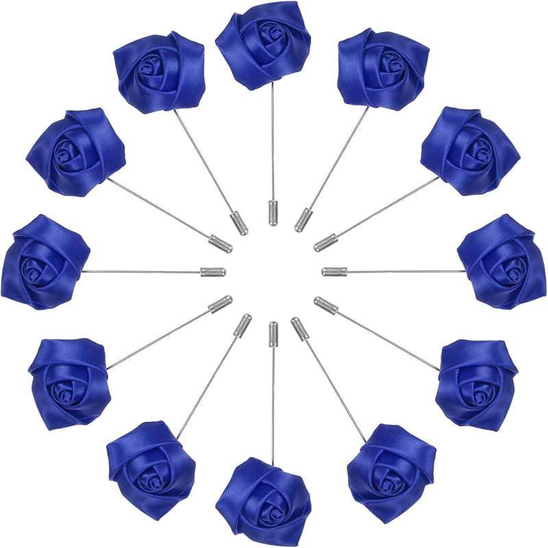 Бутоньерки из роз, Бутоньерки для жениха, Бутоньерки-значки на лацкан для мужчин Свадебное/Украшение для мужского костюма/Свадебные бутоньерки для петлицы/Карманные бутоньерки/Свадьба своими руками сапфир синий