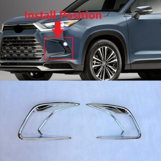 For 2024-2025 Toyota Grand Highlander ABS Chrome Front Fog Light Lamp Cover Trim