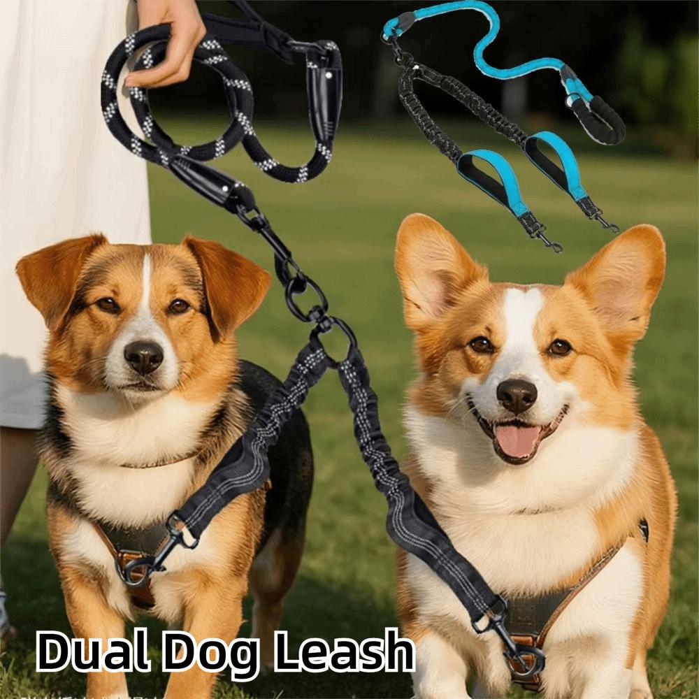 Comfortable Handle Double Head Pet Rope Reflective Pet Walking Rope Dual Dog Leash Outdoor Walking