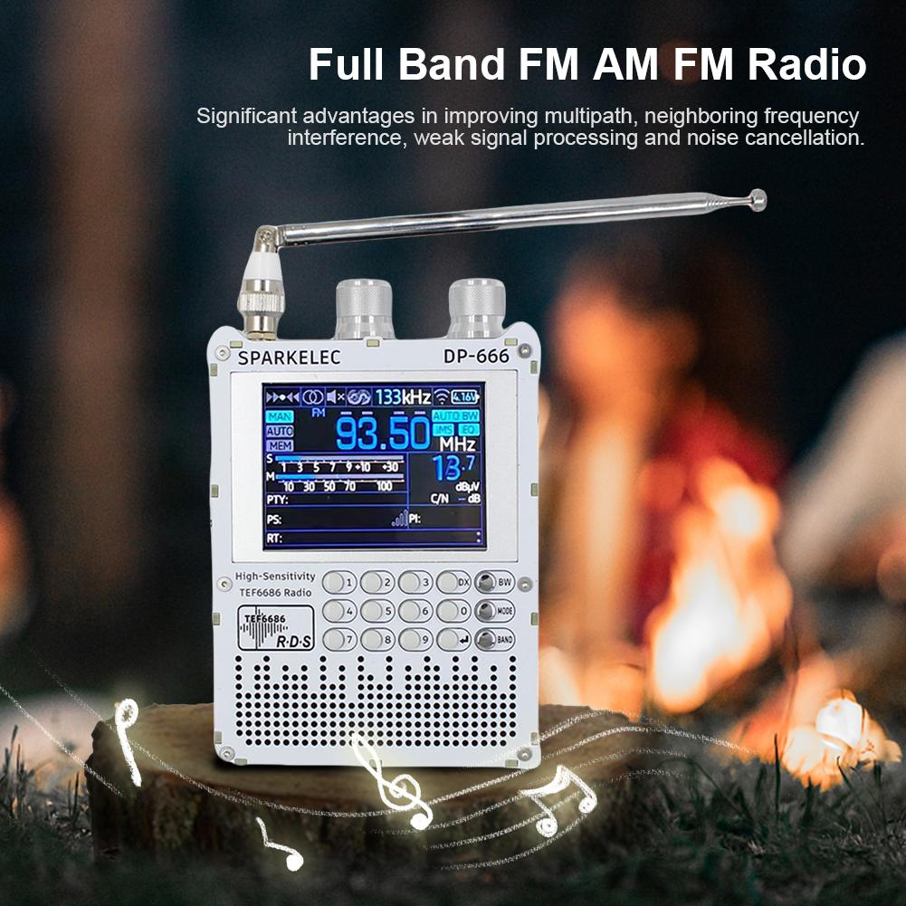 DP-666 TEF6686 Radio High Sensitivity Portable Full Band FM AM Short Wave Radio FM/LW/MW/SW DSP Receiver 2.8-inch LCD Screen