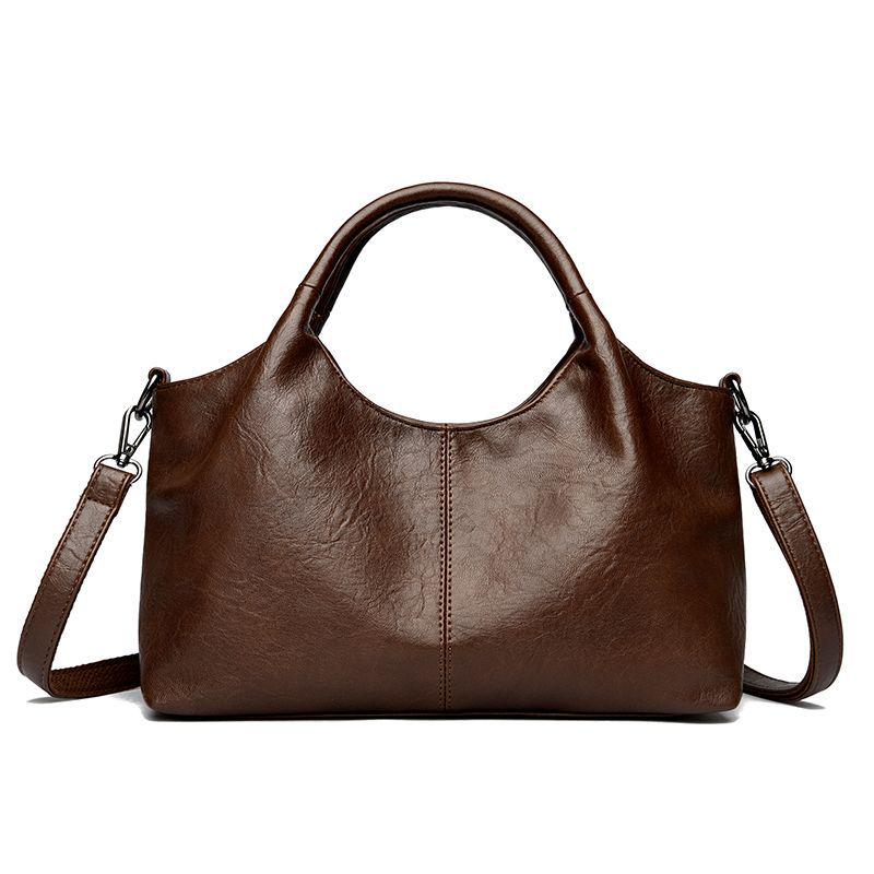 Bolso de Mano Grande de Moda para Mujer de Cuero Genuino, Bolso Versátil de Hombro y Cruzado, Cuero Suave para Mujeres de Mediana Edad, Nuevo Estilo.