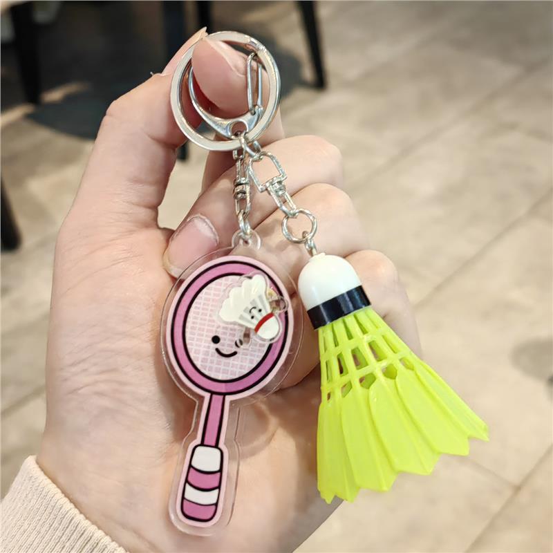 Rotating Badminton Racket Keychain: Cute Woven Pendant & Hand Rope Ornament - Perfect New Year Gift