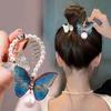 Lady Ponytail Claw Shiny Rhinestone Faux Pearl Long Tassel Flower Multi Teeth Stainless Hair Decoration Lightweight Bridal Hair Bun Clipper