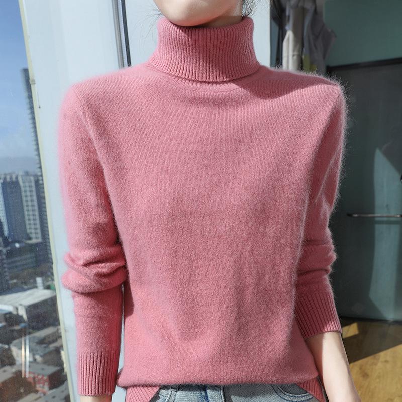 2025 A/W Women's High Neck Loose Knit Mink Velvet Cashmere Sweater