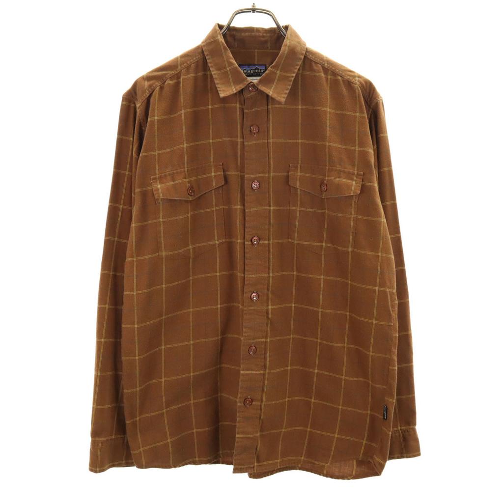 patagonia Check Pattern Long sleeve shirt S Brown 53856 Outdoor Men's Used