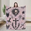 Halloween Gothic Flannel Blanket Romantic Goth Novelty Throw Blankets for Bed Sofa Couch 125*100cm Bedspreads