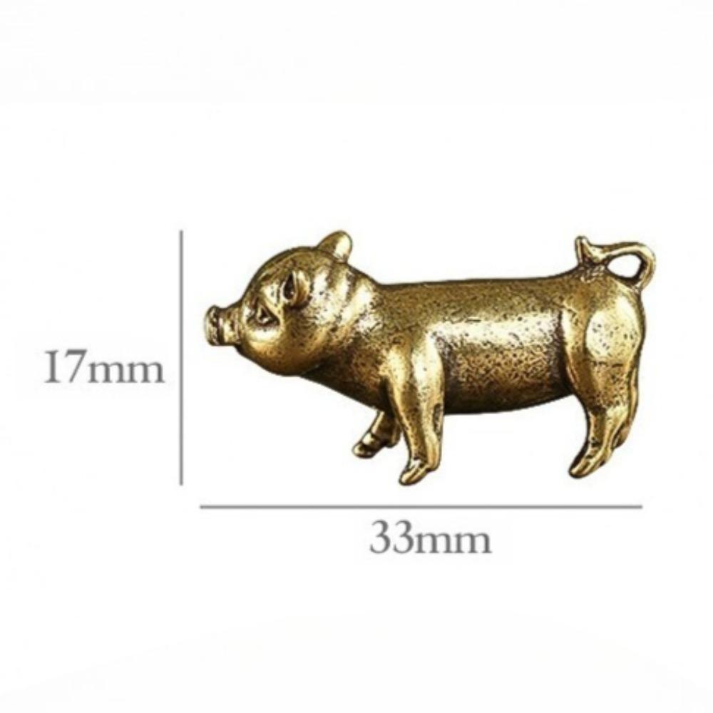 Retro Copper Chinese 12 Zodiac Pig Statue Home Decoration Antique Brass Lucky Animal Figurines Small Table Desk Ornaments