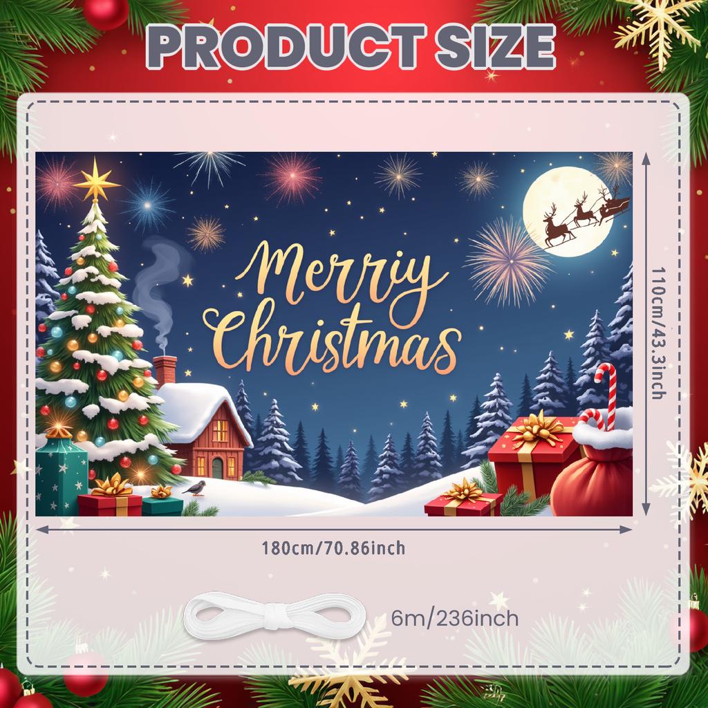 Photo Prop Cozy Design Santa Claus Banner Festive Decor Colorful Lights Christmas Banner For Home Decoration Event Decor Indoor