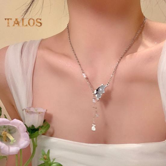 Dame Halskjede Kobber Sommerfugl Anheng Dusk Cubic Zirconia Elektrobelagt Justerbar Lengde Ball Party Halskjede Hals Smykker