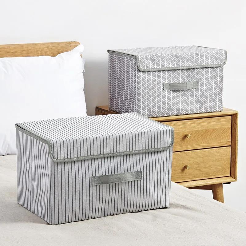 Large Cube Non-Woven Folding Storage Box - Lid Included, Organizer for Toys In Bedroom, Closet & Nursery