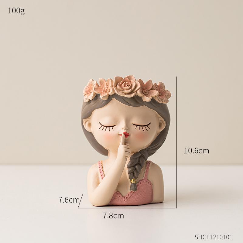 Resin Fairy Flower Pot Creative Craft Design Lovely Planter Modern Home Office Decoration Cute Flower Container Desktop Ornament