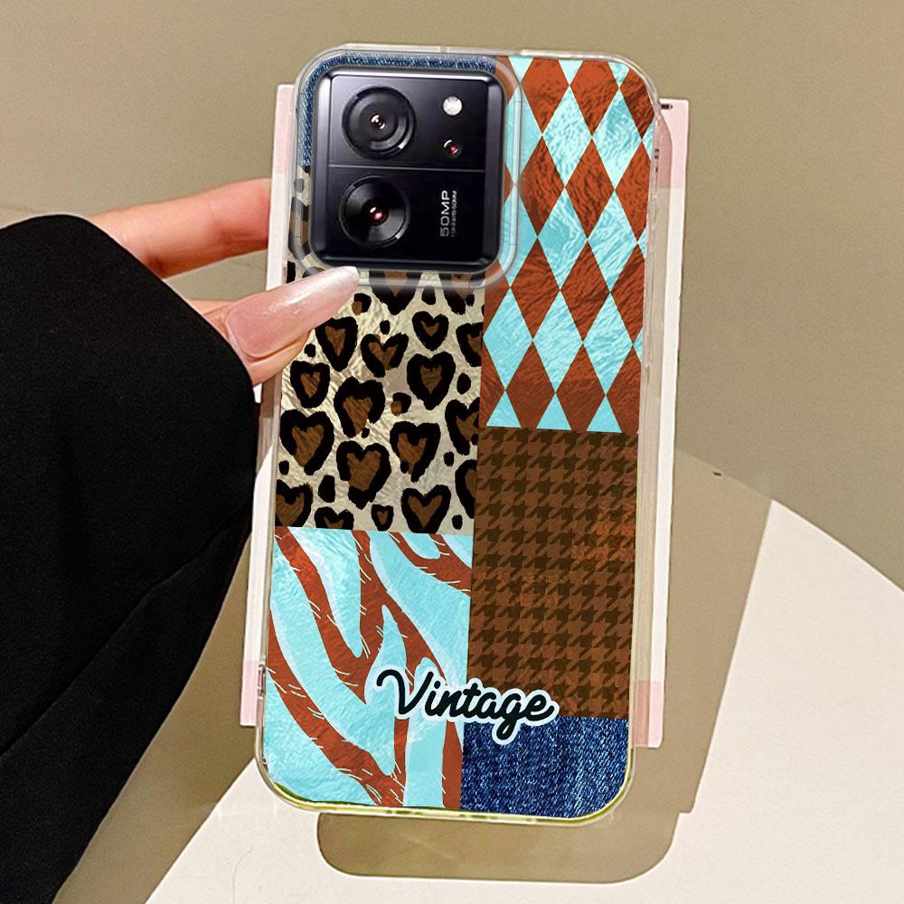 Vintage Blue Leopard Print Phone Case for Xiaomi 13T 14T 11 Lite NE Poco X5 M6 Pro X6 X7 X3 Pro NFC C65 C61 M5S Women Girl Cover