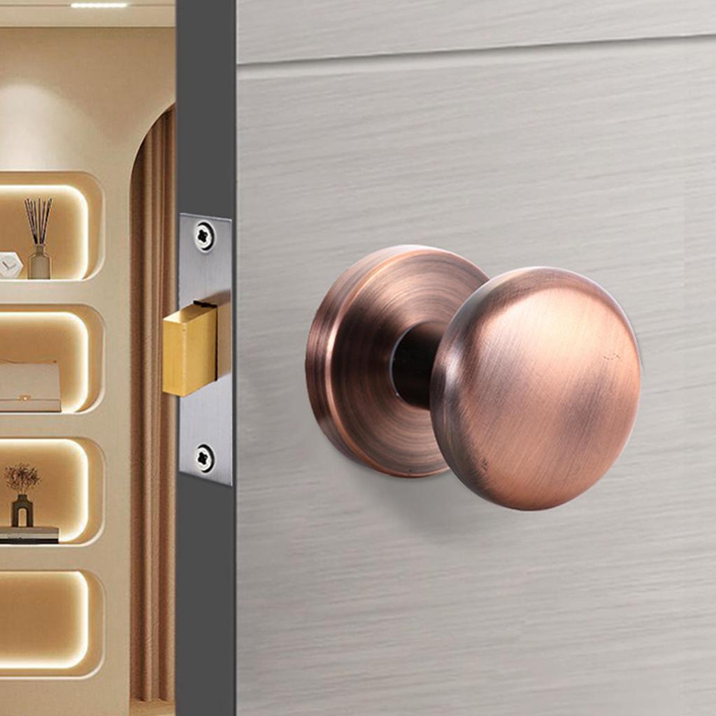 Passage Door Knob Single Side Zinc Alloy Hidden Lock Hardware Round Doorknob Black