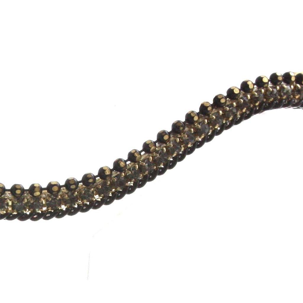 Kobe VINGTAINE Colored Beaded Wave Thin Wedding Hair Black Headband, Simple, Everyday, Accessory, HK-199-BK,
