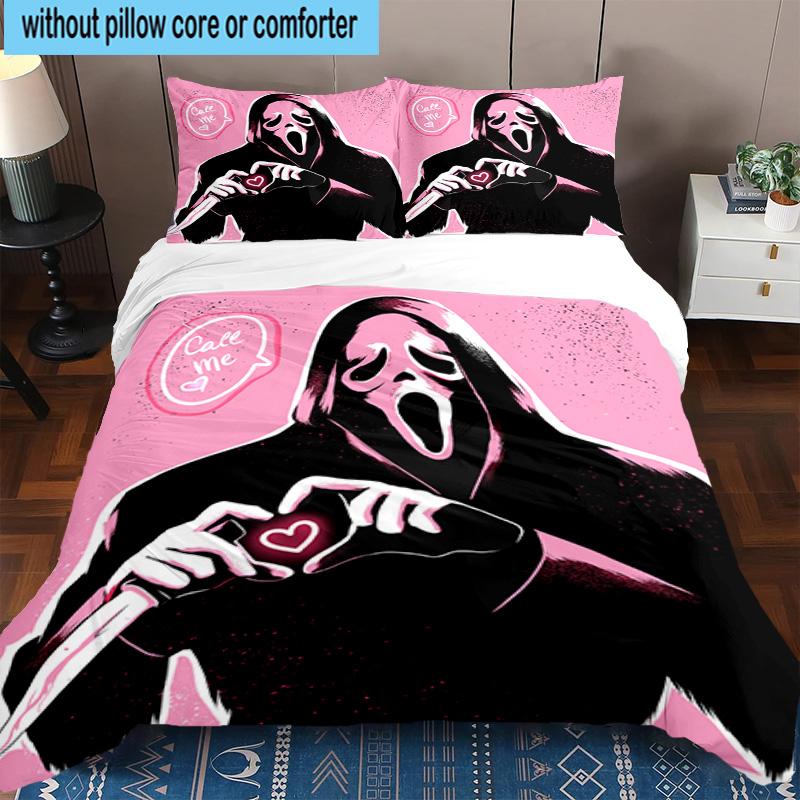 3PCS Scr-eam Horror Movie 3pcs Bedding,Including 3PCS Duvet Cover And 2pcs Pillowcases Perfect for Christmas,Ideal for Bedroom, Dormitory