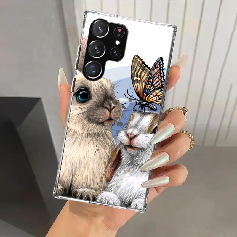 Cute Bunny Baby Rabbits Phone Case for Samsung Galaxy S25 S24 S23 Ultra S25 Edge S22 S21 Plus S20 FE S10 + Soft Print Shell Fund