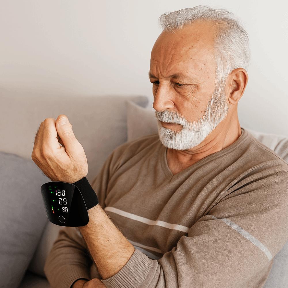 Smart Touch Digitalt Håndleddsblodtrykksapparat LCD-skjerm Sfigmomanometer Helseovervåking