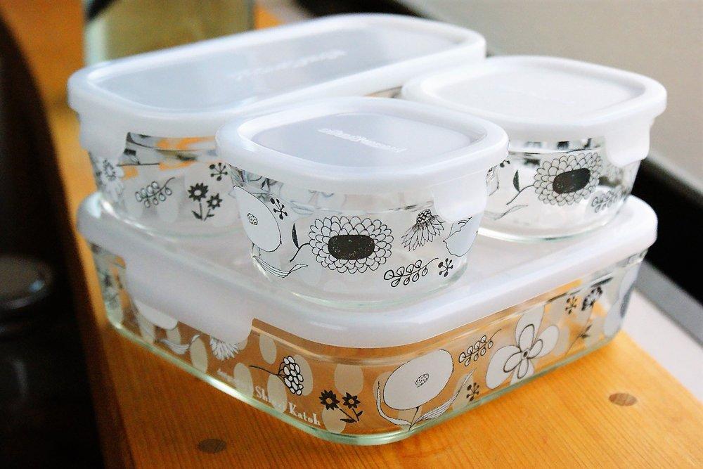 iwaki Shinji Kato BLOMMA Square SS 200ml Heat-Resistant Glass Storage Container, Pack & Microwave B3200-SND1