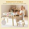 Children's Table and Chair Set, Wooden Table, 2 Chairs, Storage Bag, White