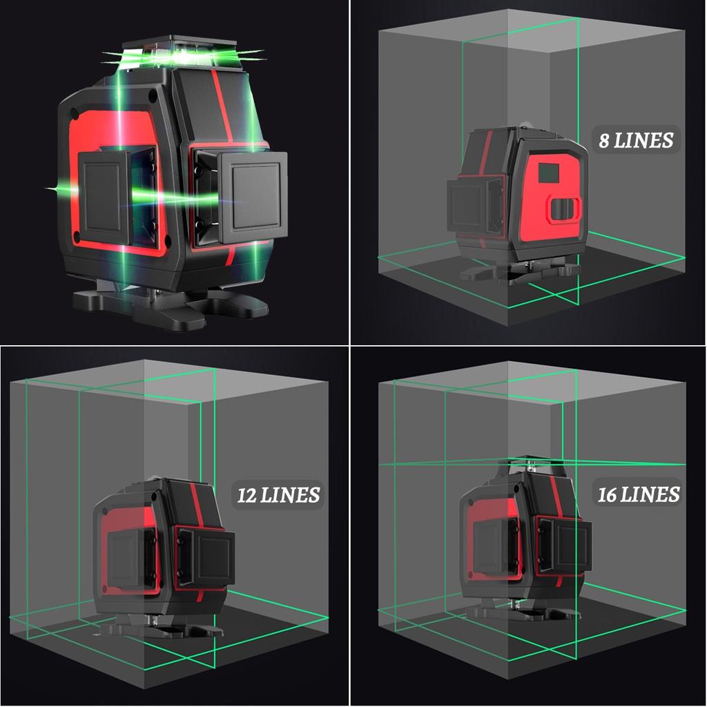 Laser Level 4D 16 Lines Level Bluetooth Auto Self-Leveling APP Control 360 Horizontal And Vertical Cross Green Laser Level