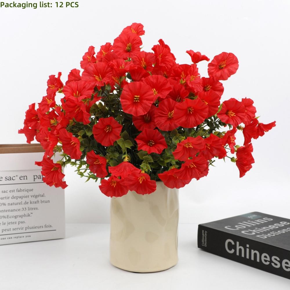 12 PCS Artificial Flowers Morning Glory-Outdoor Decor, Colorful Daisy Planter - Front Door, Porch, Patio, Window Box-Home Decor