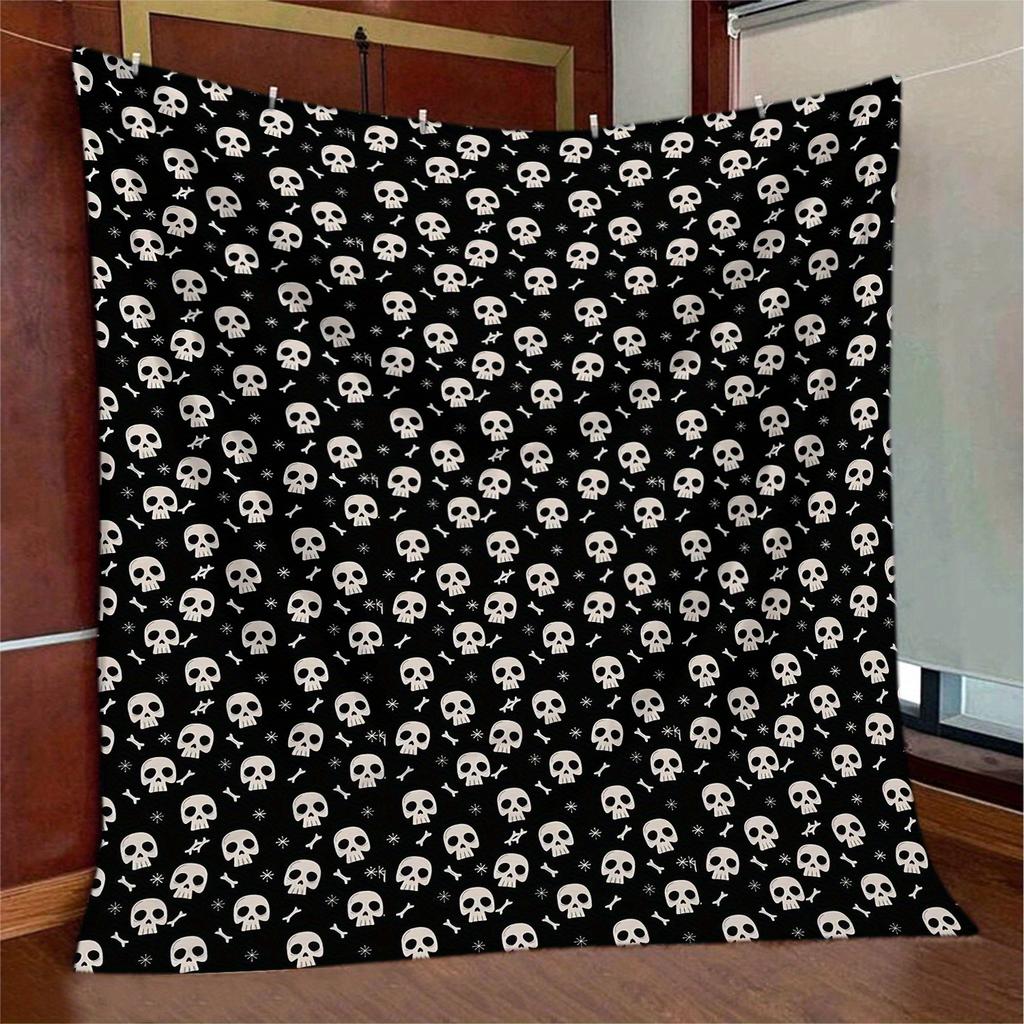 Vintage Skull Print Art Blanket - Soft Cozy All-Season Multi-Purpose Throw for TV, Lounge, Bedroom & Sofa