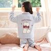 100% Cotton Girls Pajama Set Long Sleeve Cartoon Print Sleepwear Open Front Robe Style Fall