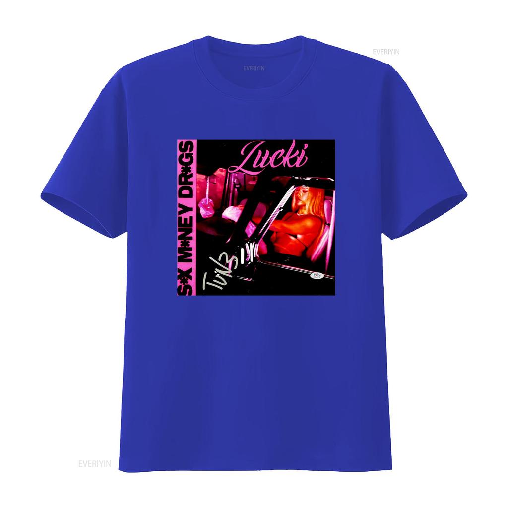 NEW Lucki SMD T Shirt Rapper Black All Size HH vintage Washed graphic Unisex designer clothes Casual Breathable