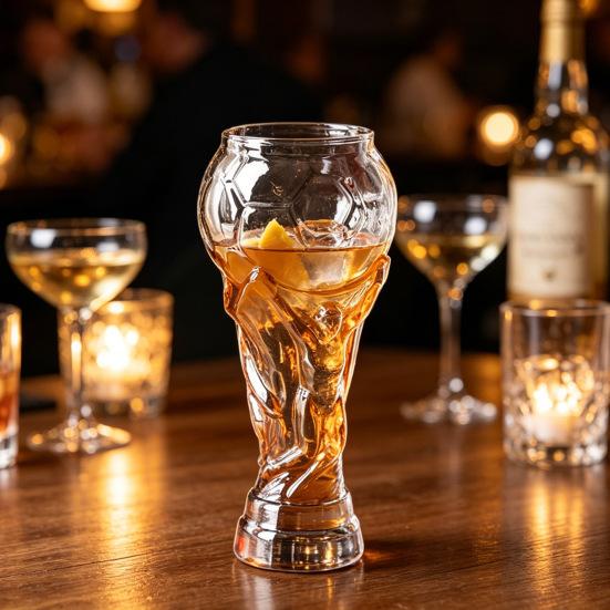 Yousheng 2Pcs Football Trophy Beer Mug, Clear Tall Glass, Football-Themed Beer Stein, Beer Drinking Glass for Game Day Parties BBQ Bar Home