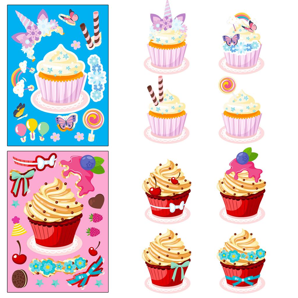 6 Pieces/pack Cake Ice Cream Puzzle Stickers New Products Desserts Children's Fun DIY Cupcake Stickers