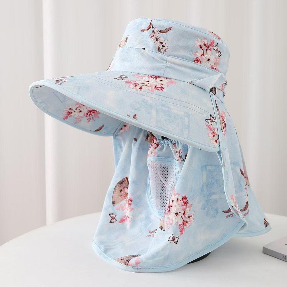 Breathable Face Mask Sun Hat Wide Brim Fisherman's Hat Trendy Tea Picking Work Hat  Summer Outdoor