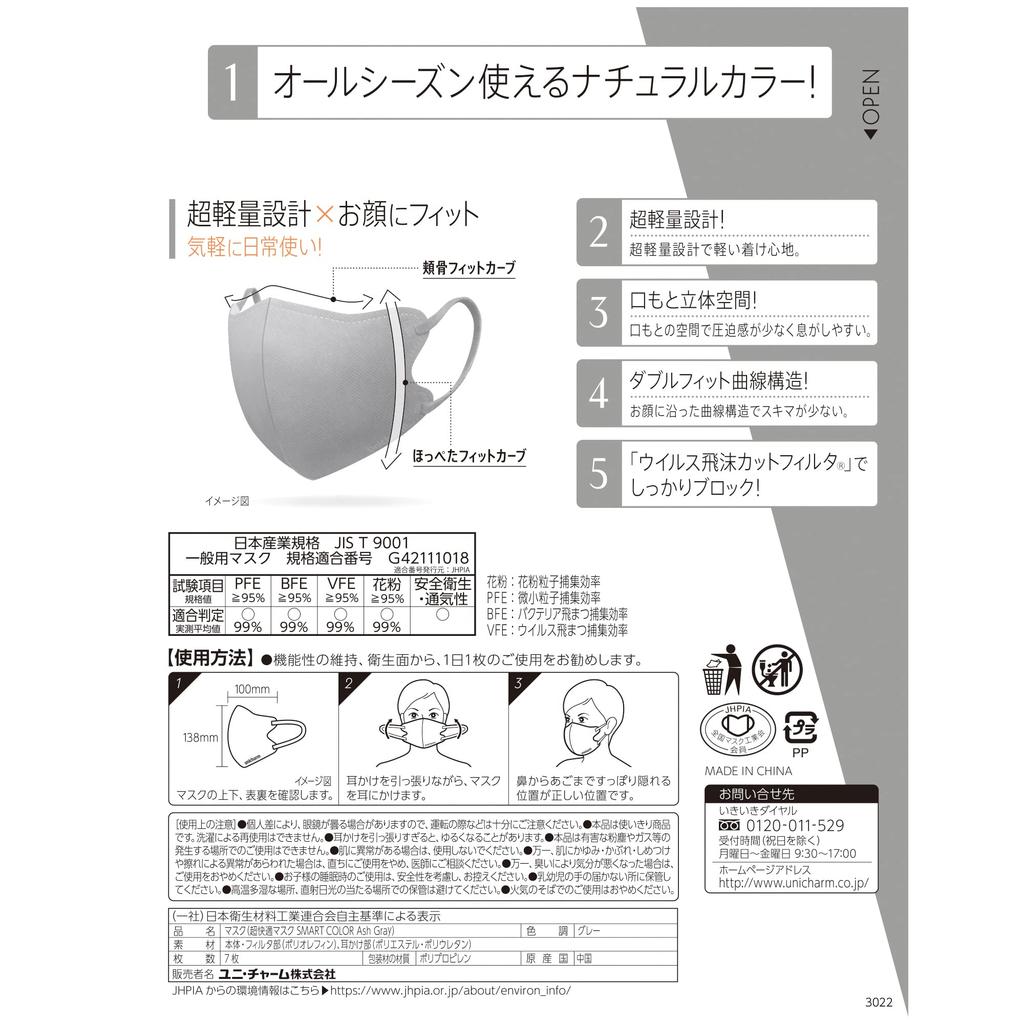 Super comfortable smart ash fabric mask for colds and normal 70 pieces pieces x 10 all season color mask droplet cut standards compliance Mask