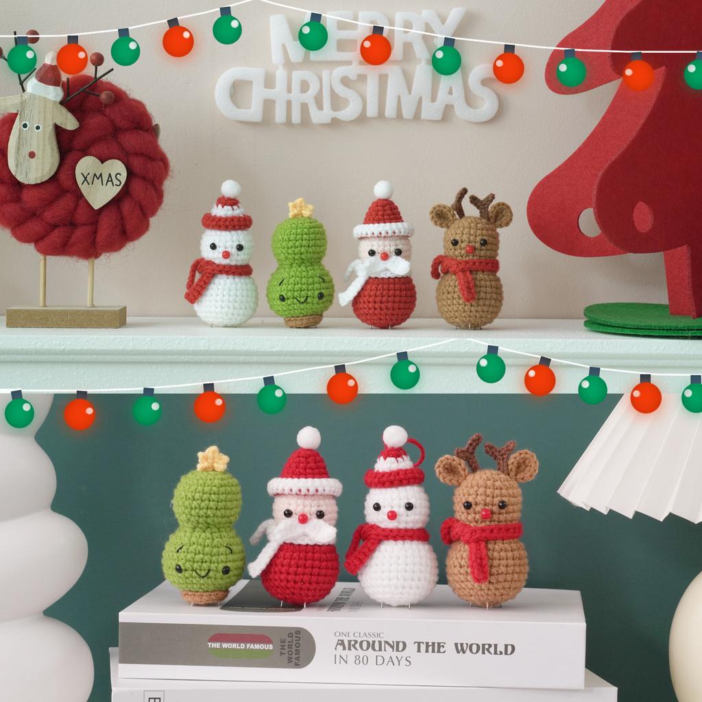 4-teiliges Weihnachts-Schneemann DIY Anfänger Häkelset Enthält Garn, Anleitungen und Video-Tutorials Weihnachtsgeschenke