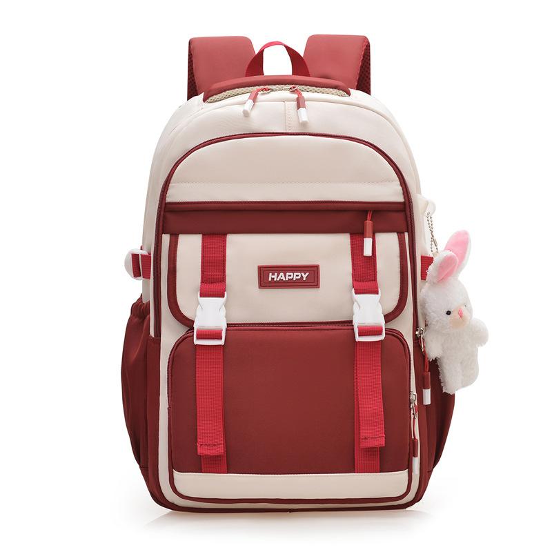 

Новый школьный рюкзак — это простой по цвету рюкзак большой вместимости, легкий и универсальный повседневный студенческий школьный рюкзак для средней и старшей школы. красный