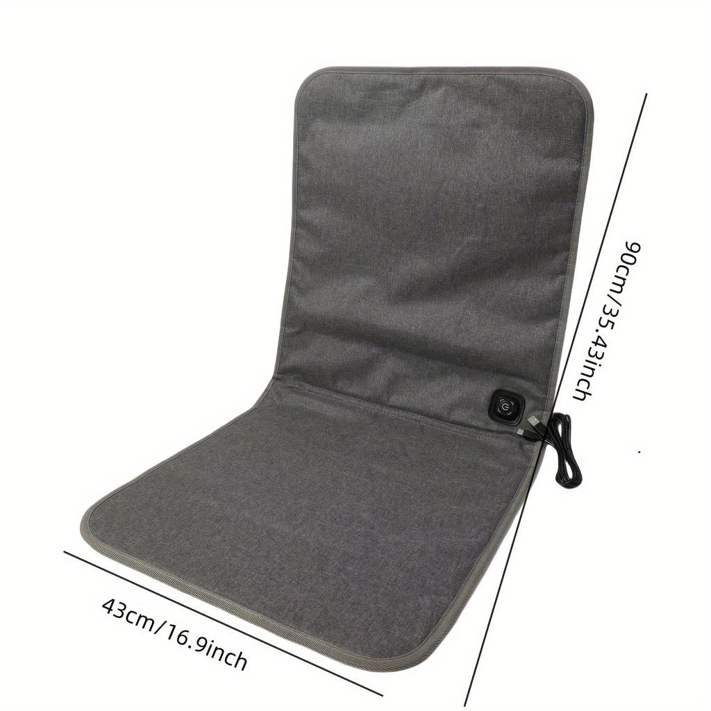 3-Level Adjustable Temperature USB Portable Heating Seat Cushion | Gray Oxford Fabric Material for Outdoor Heated Chair and Back Support Pad