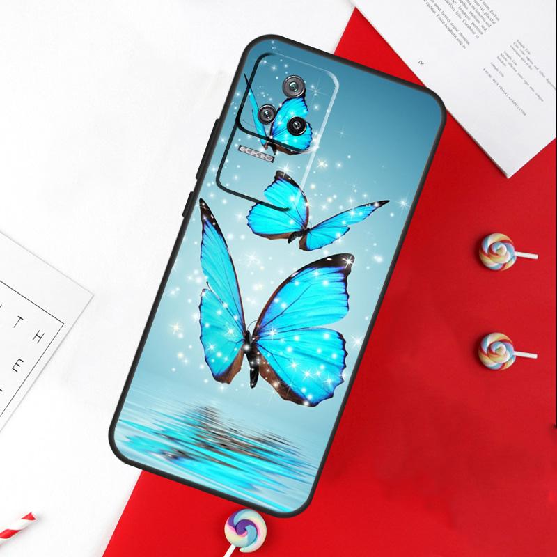 Luxury Blue Butterfly Butterflies Cover For Xiaomi 13T 11T 12T 14T Pro 13 14 15 Ultra POCO X7 Pro X3 X5 X6 F5 F6 M6 Pro Case