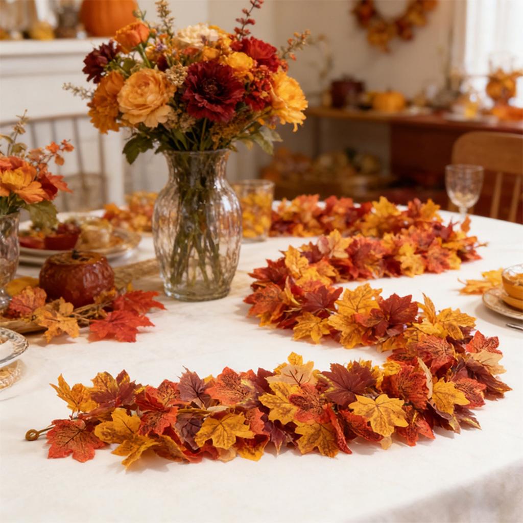 Artificial Maple Leaf Garland 175cm Long Faux Leaf Vine Decorative Garland for Seasonal Home Decor Indoor Outdoor Use