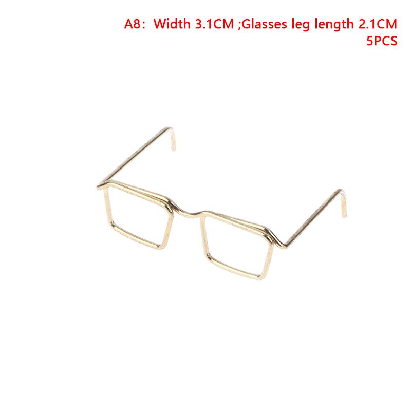 5 ks Miniaturní brýle Kovový kulatý rám Bez čoček Brýle Hračka Retro Panenka Brýle DIY Panenka Oblečení Doplňky Brýle