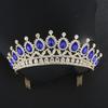 Blue Rhinestone Crown Large Crown with Comb Bridal Tiara Crown