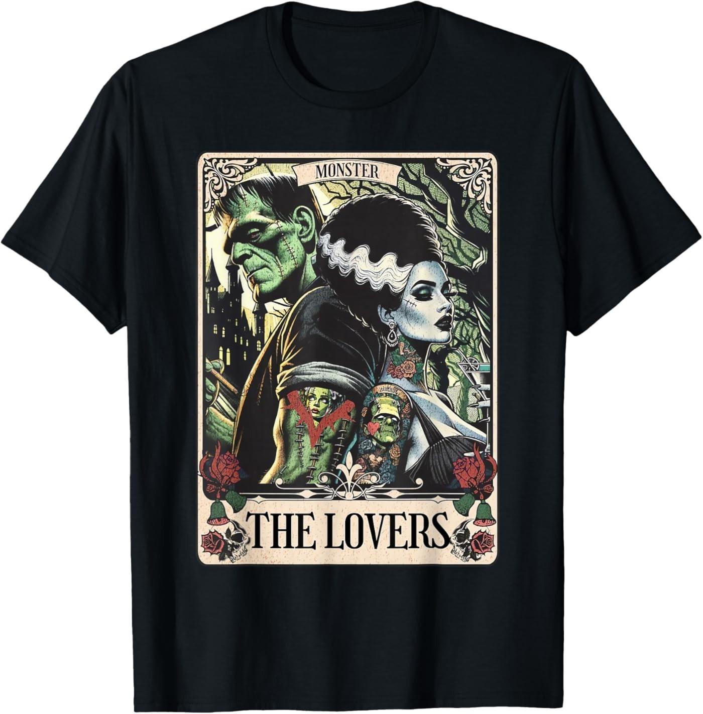 The Monster Frankenstein and Bride The Lovers Tarot Card T-Shirt S разноцветный