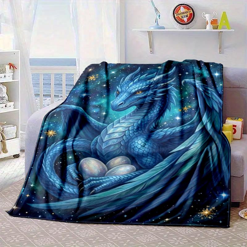 Blue Dragon Holding Stars Blanket Flannel Blanket Throw Blanket Sofa Cover Blanket Soft Premium Blanket Picnic Blanket Tv Blanket Gifts