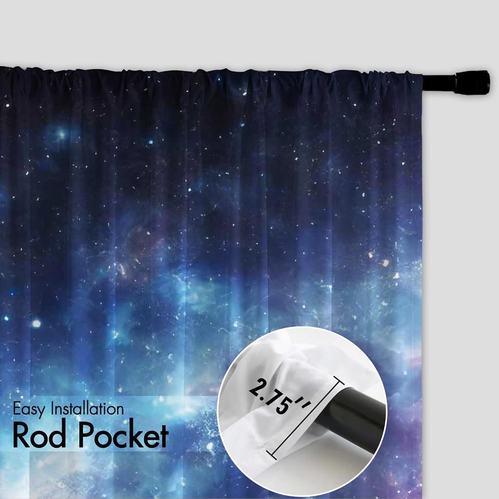Abstract Galaxy Curtains Space Universe Nebula Night Starry Decor for Baby Room Bedroom Nursery Home Decorations with Rod Pocket