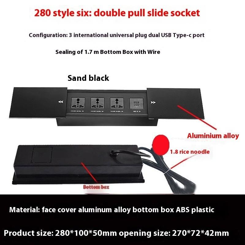 Enchufe de Escritorio para Conferencias Tipo Embebido Mejorado Tipo Oculto Multifuncional 3 Agujeros 5 Agujeros Enchufe Deslizante Lateral de Mesa Isla