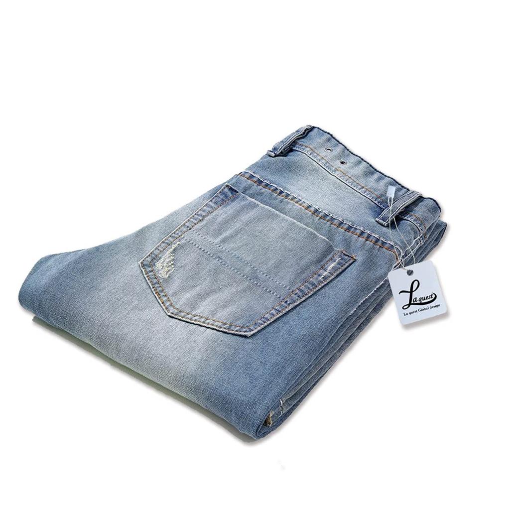 Laquest Men's Distressed Straight Slim Fit Denim Pants (Size 38 (Waist 100cm))
